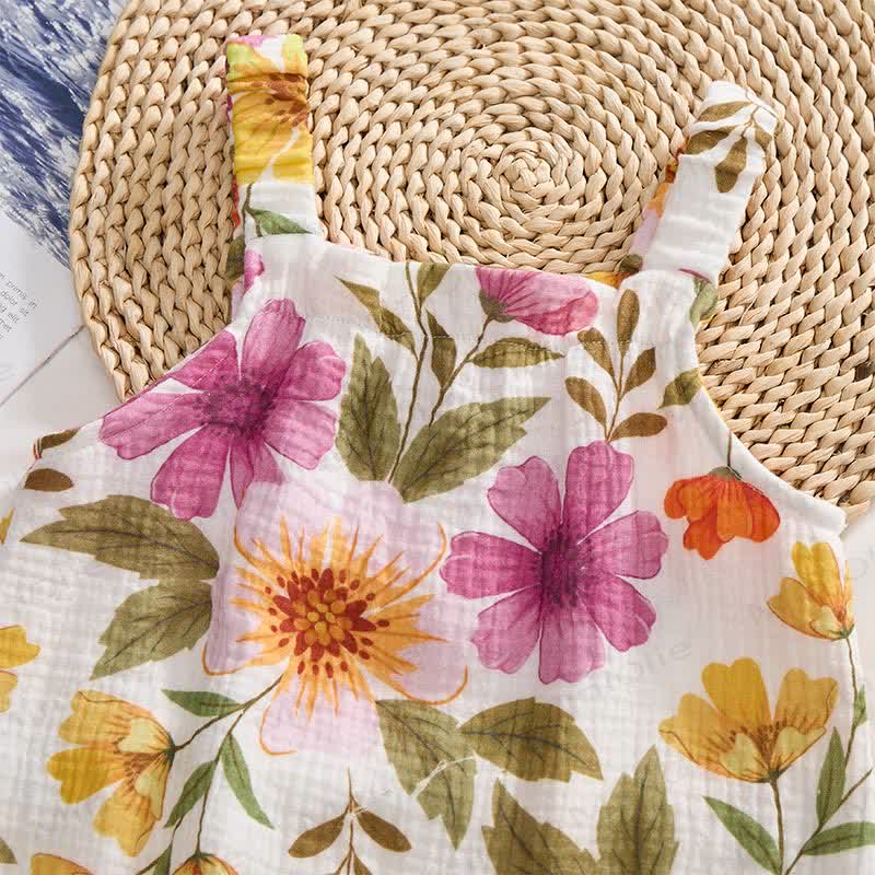 Baby Flower Print Romper with Hat - image 4