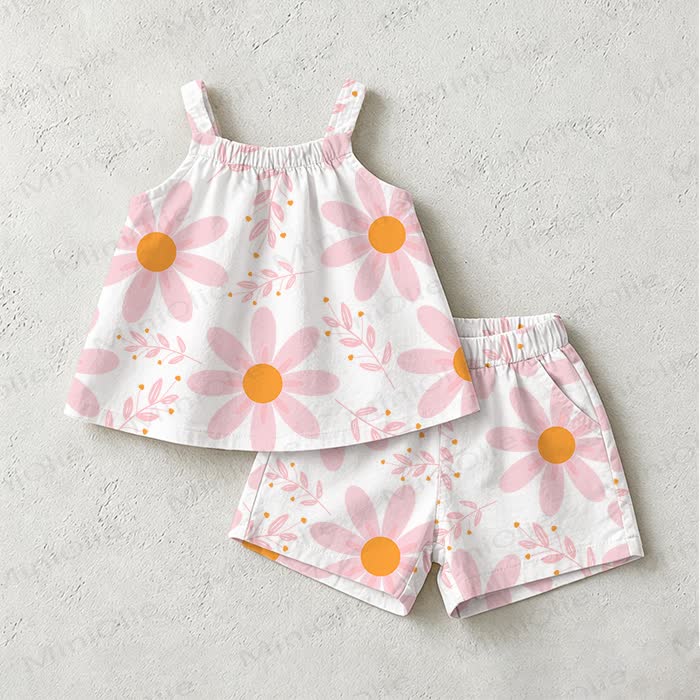Baby Toddler Pink Flower Top and Shorts 2-piece Set - White - 3-4T - image 1