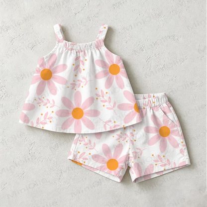 Baby Toddler Pink Flower Top and Shorts 2-piece Set - White - 3-4T - image 1