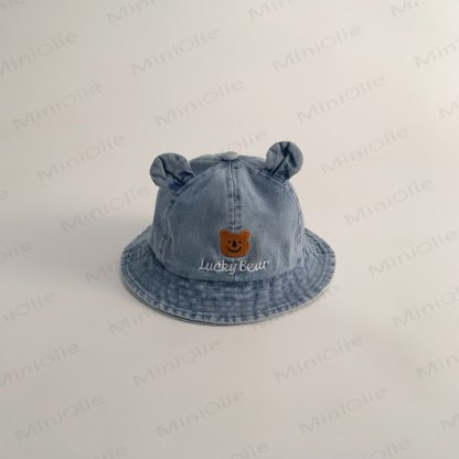 LUCKY BEAR Baby Denim Bear Bucket Hat - Light Blue - 18M-4T - image 5