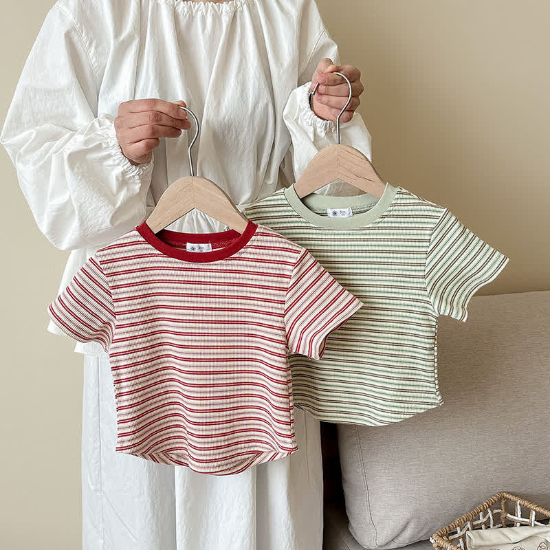 Kids Contrast Color Striped Base Layer T-Shirt - image 11