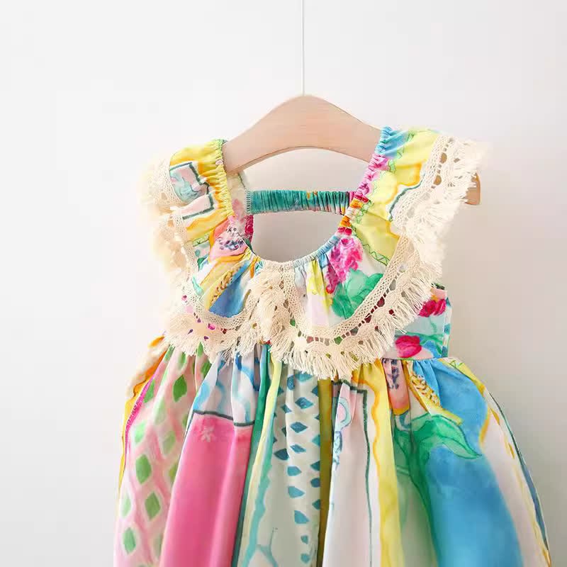 Toddler Multicolor Abstract Rhombus Dress - image 3