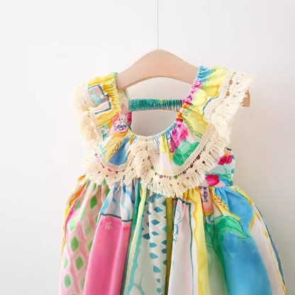 Toddler Multicolor Abstract Rhombus Dress - image 3