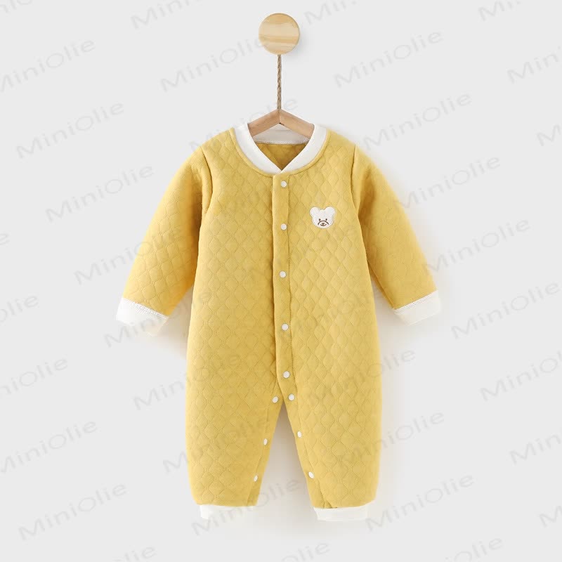 Baby Bear Quilted Contrast Color Romper - Yellow - 18-24M - image 8