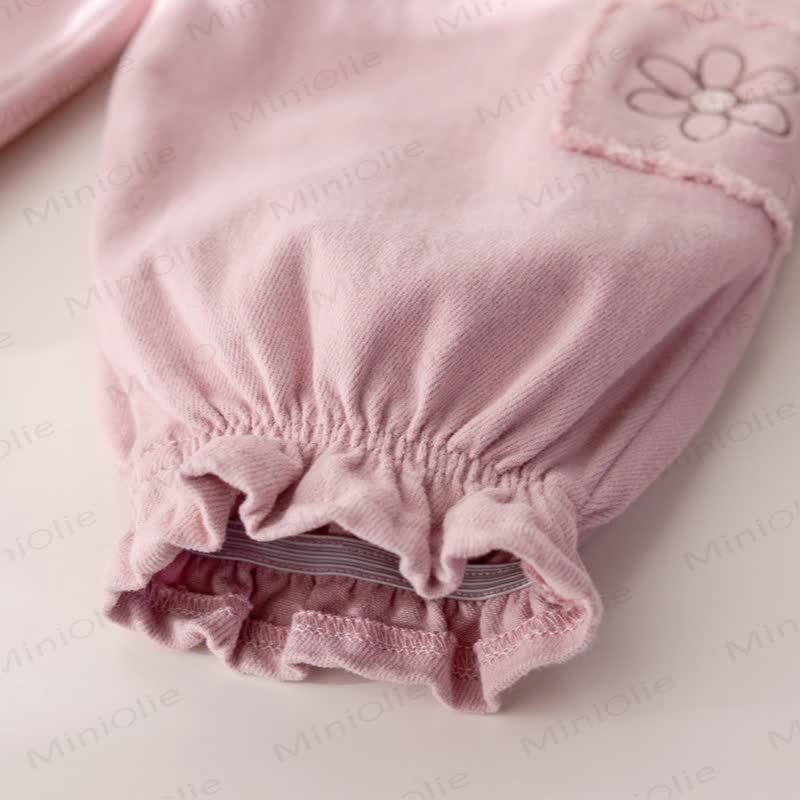 Toddler Girl Soolid Color Floral Patch Pants - image 8