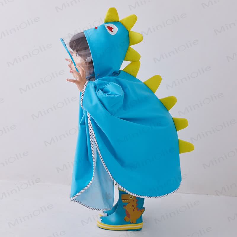 Toddler Dinosaur Hooded Cloak Raincoat - Blue - 3-6T - image 21
