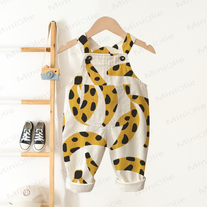 Baby Toddler Leopard-print Banana Beige Overalls - Beige - 3-5T - image 1