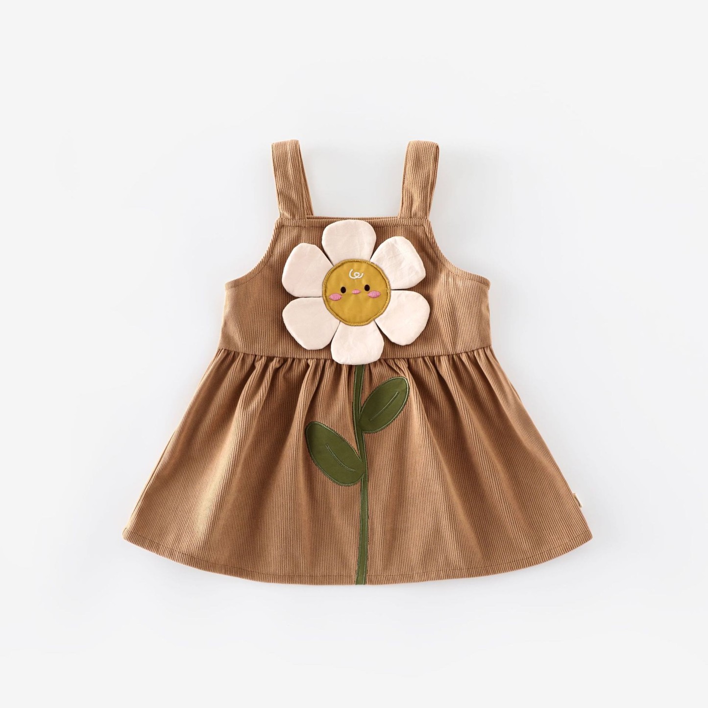 Baby Toddler Flower Cartoon Strap Dress - Brown - 5-7T - image 4