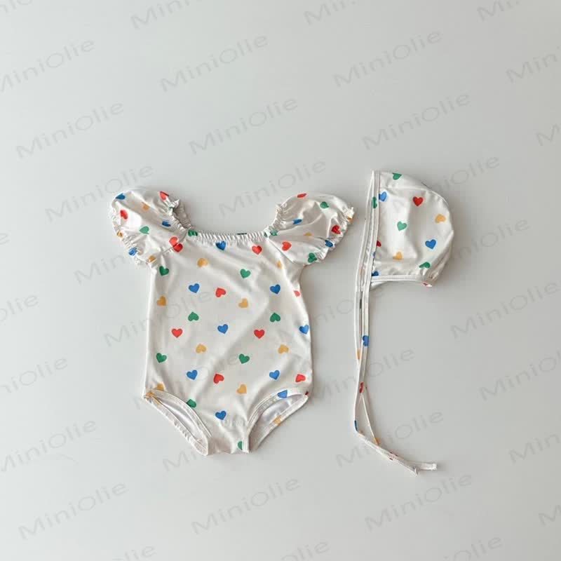 Baby Girl One-piece Swimsuit with Hat - White - 2-3T - image 11