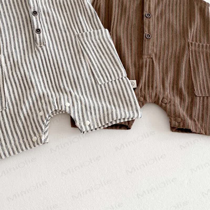 Baby Sleeveless Vertical Stripe Romper  - image 5