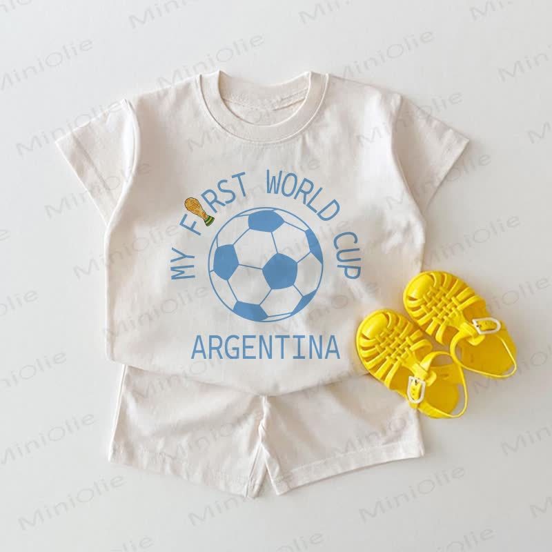 MY FIRST WORLD CUP ARGENTINA Baby Soccer White Tee and Shorts 2-piece Set - White - 18-24M - image 1