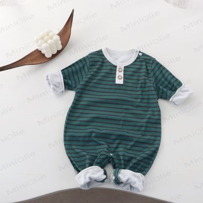 Baby Crew Neck Striped Romper - Green - 18-24M - image 8