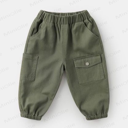 Toddler Kid Boy Solid Color Worker Patch Pocket Pants - Green - 7-10T - image 5