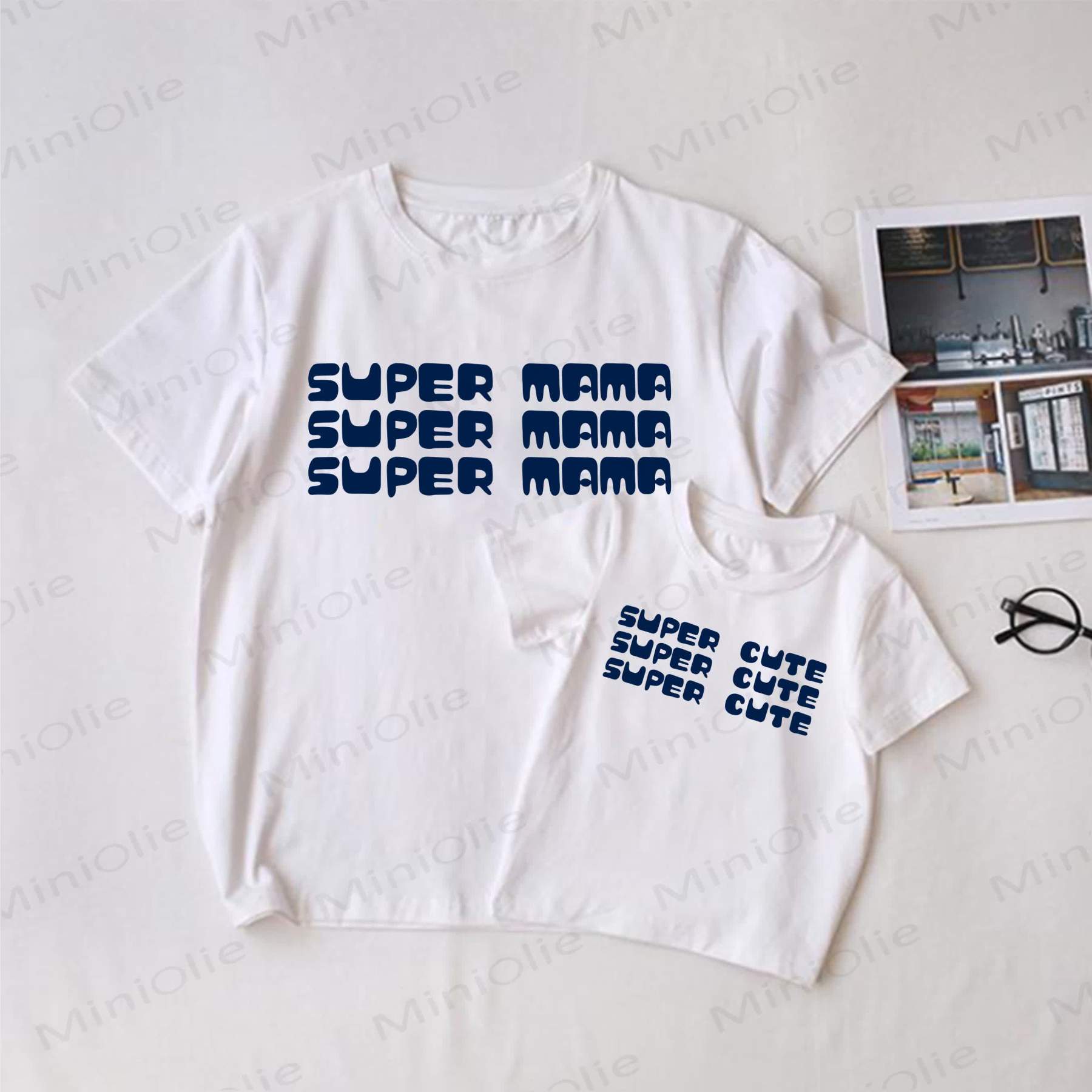 SUPER MAMA/CUTE White Family Slogan Matching T-Shirt - White - Adult T-Shirt: XL - image 1