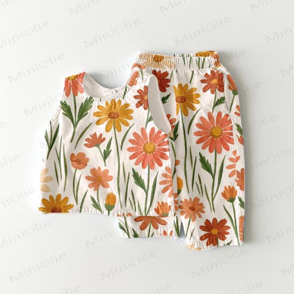 Toddler Girl Daisy Print White 2-piece Sleeveless Set - White - 5-7T - image 1