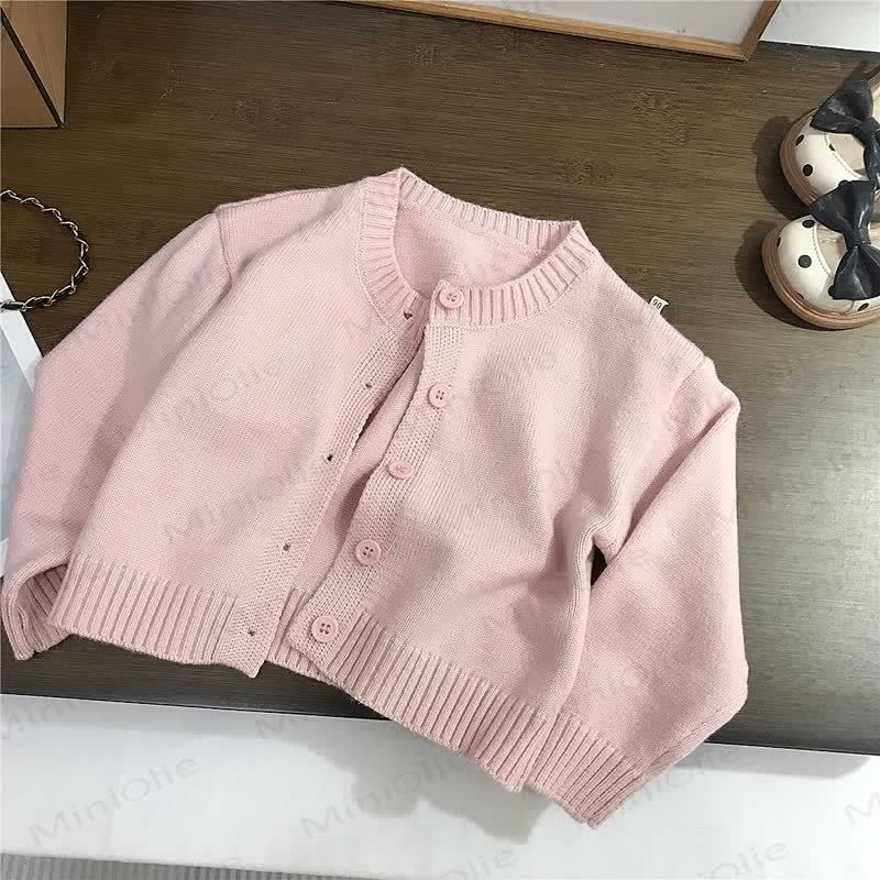 Toddler Girl Flower Beige Dress/Pink Cardigan - Pink Cardigan - 8Y - image 6