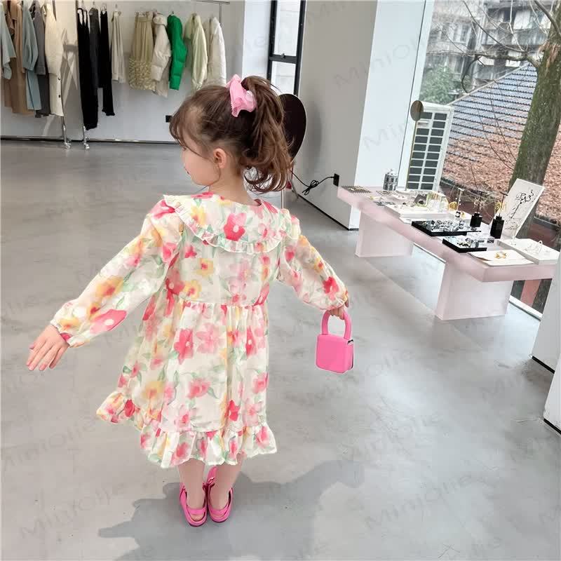 Toddler French Flower Beige Lapels Dress - image 7