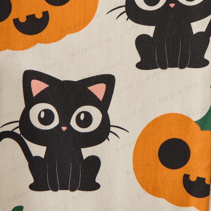 Baby Toddler Pumpkin Cat Print Overalls - image 6