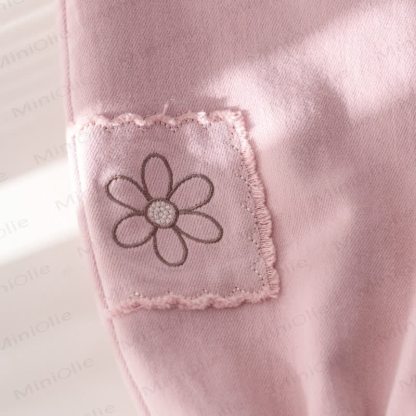 Toddler Girl Soolid Color Floral Patch Pants - image 7