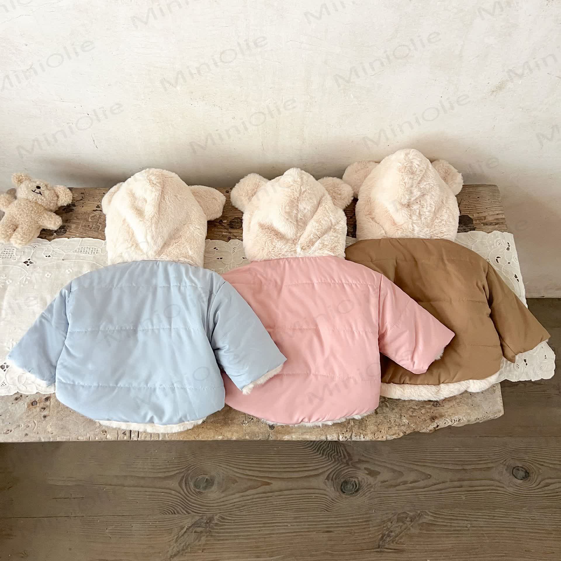 Baby Fleece Lined Solid Color Hooded Jacket - image 6