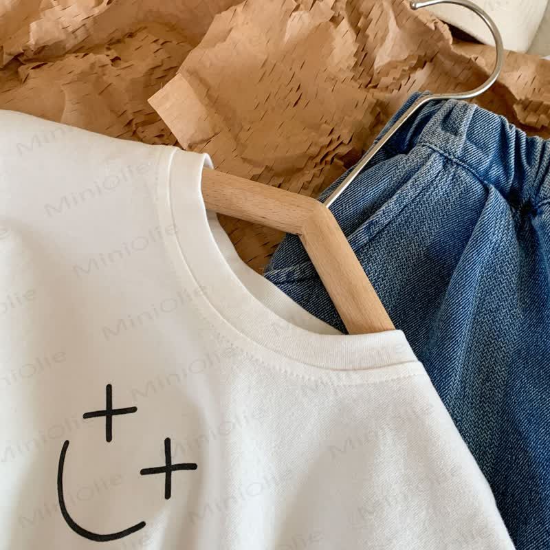 Kid Smile Face White Simple T-Shirt - image 10