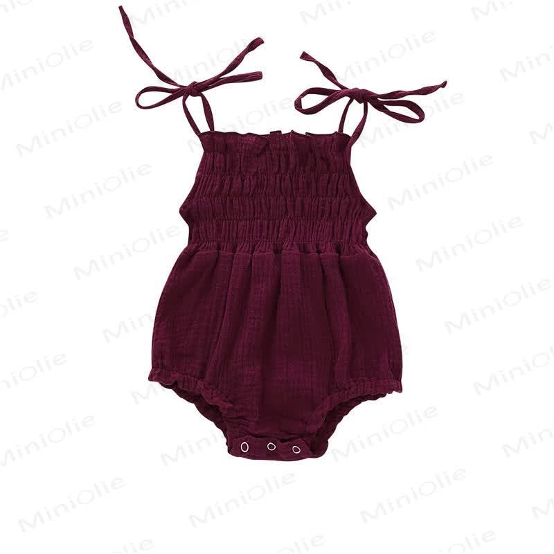 Baby Solid Color Suspender Bodysuit - Red - 12-18M - image 6