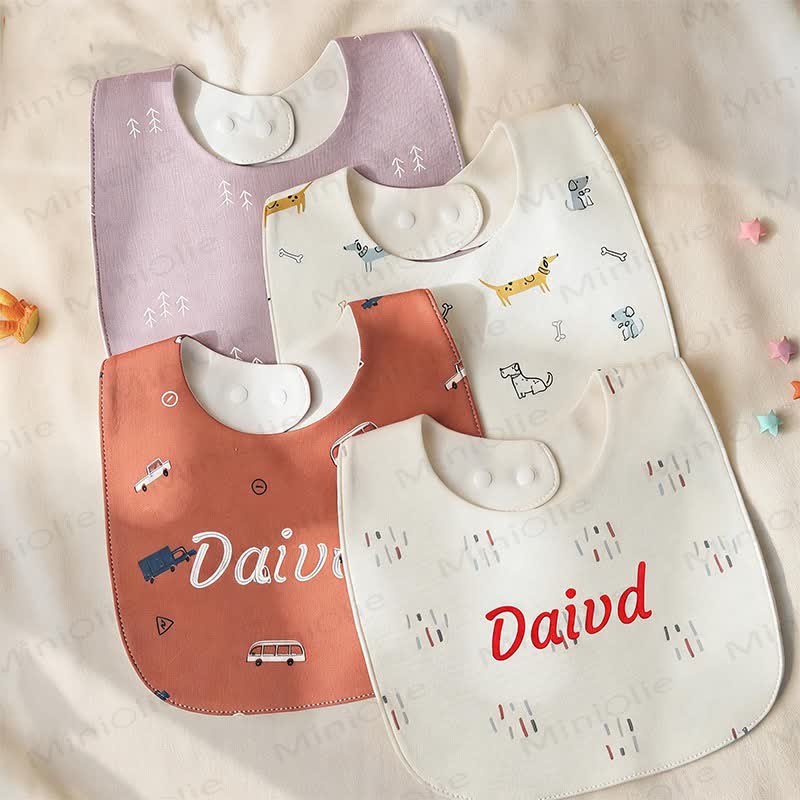 Personalized Baby Name Cartoon Print Bib - image 3