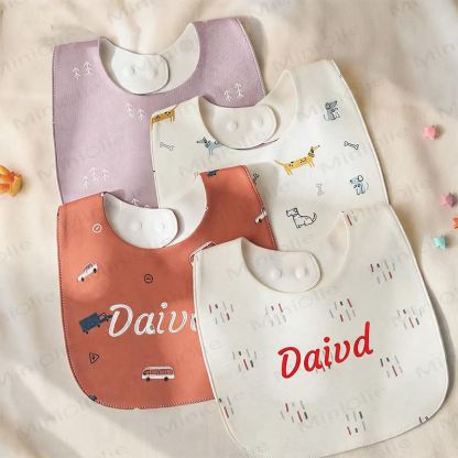 Personalized Baby Name Cartoon Print Bib - image 3