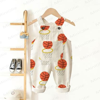Baby Toddler Basketball Print Overalls - Beige - 3-5T - image 1