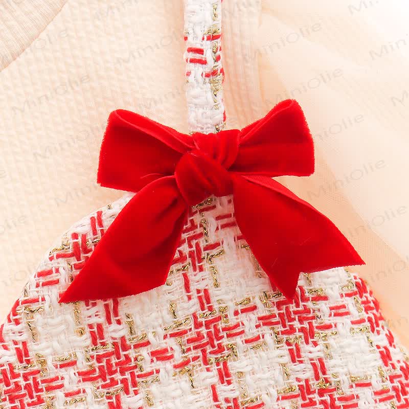 Baby Toddler Girl Bow Plaid Mesh Sequin Dress - image 5