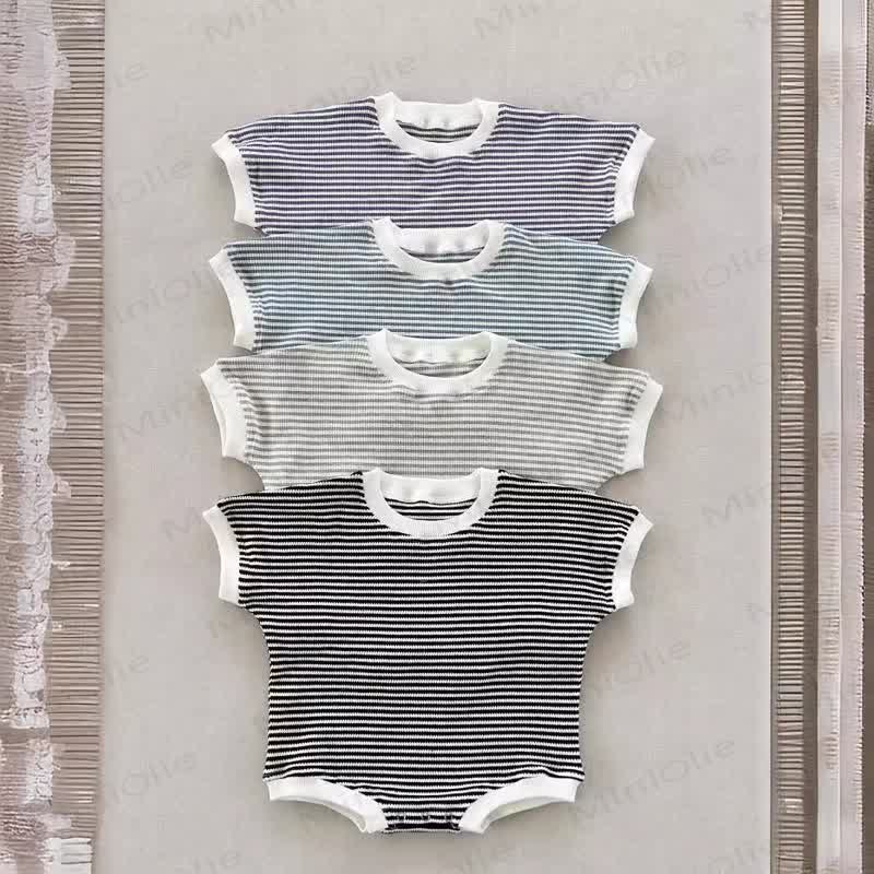 Baby Waffle Striped Loose Simple Bodysuit - image 2