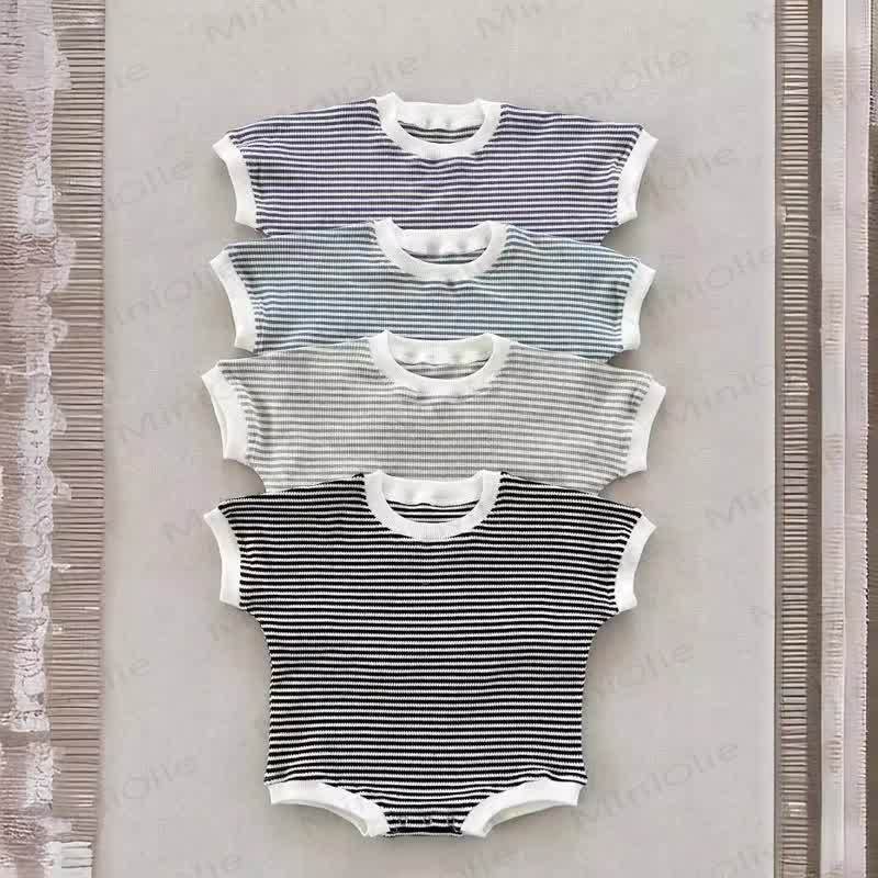 Baby Waffle Striped Loose Simple Bodysuit - image 2