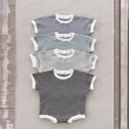 Baby Waffle Striped Loose Simple Bodysuit - image 2