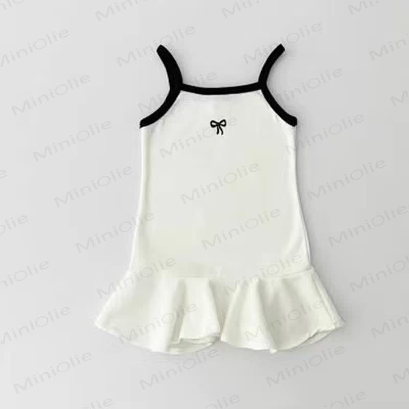 Toddler Girl Bow Suspenders Comfy Dress - White - 10Y - image 4