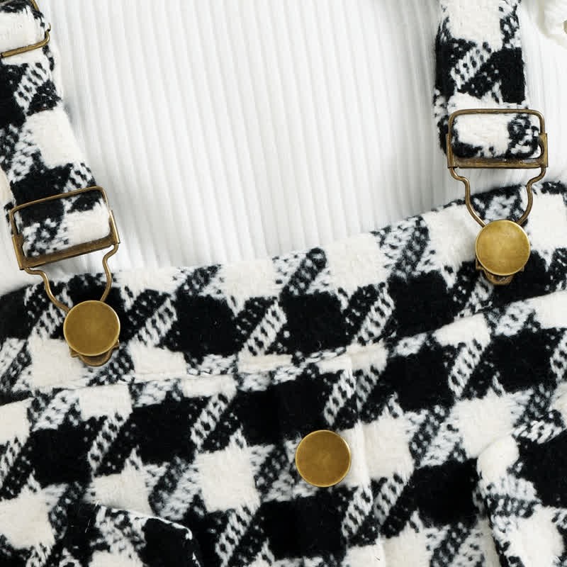 Baby Black White Plaid Suspender Skirt 2-piece Set - image 6