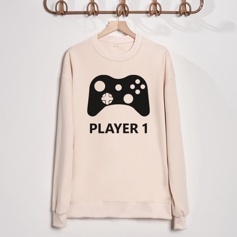 PLAYER 1/PLAYER 2 Gamepad Beige Family Sweatshirt - Beige - Adult Sweatshirt: XL - image 2