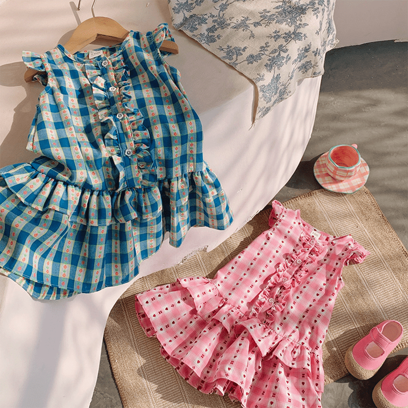 Toddler Heart Flower Plaid Ruffled Dress - image 6