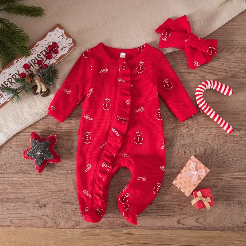 Baby Headscarf Christmas Romper - Red - 6-12M - image 11