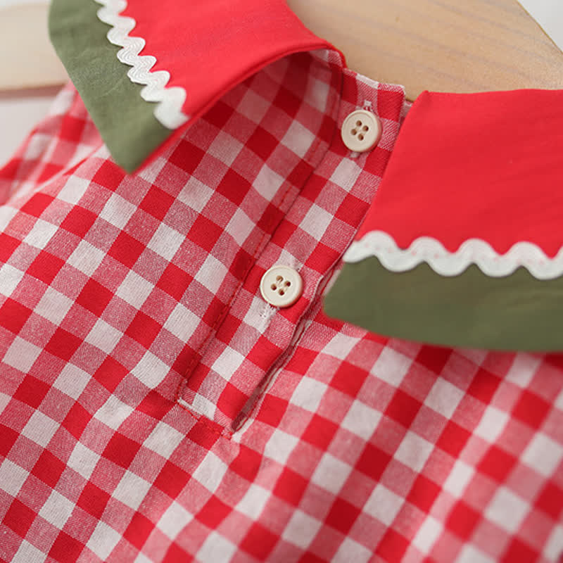 Baby Watermelon Plaid Sleeveless Lovely Dress - image 5