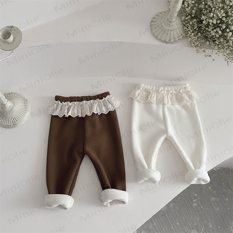 Baby Girl Fleece Lined Lace Leggings - image 4