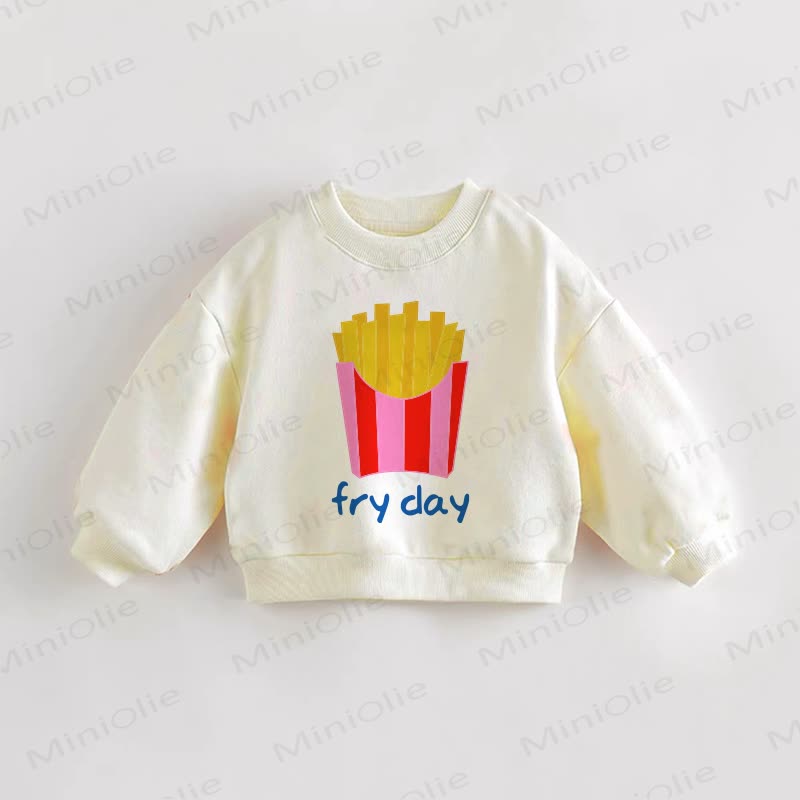 FRY DAY Baby Toddler French Fries Sweatshirt - Cream - 3-5T - image 1
