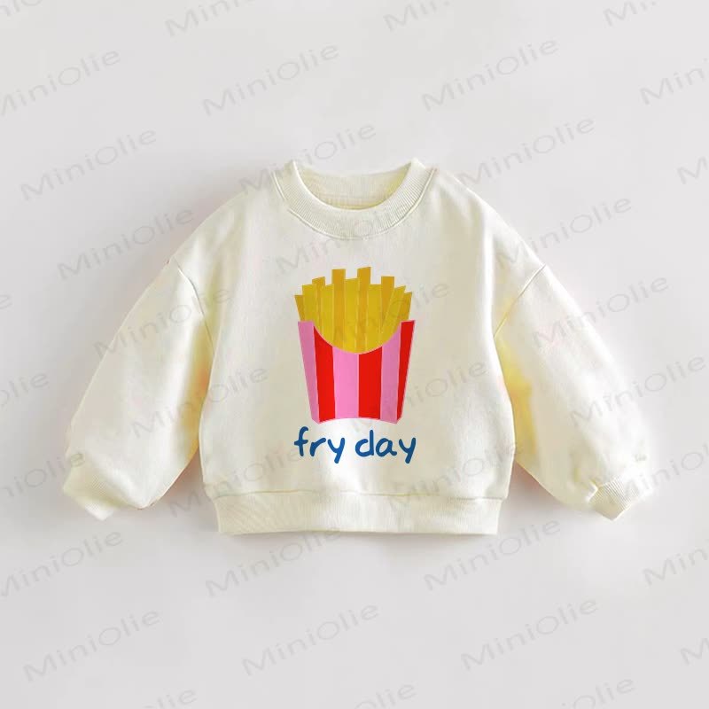 FRY DAY Baby Toddler French Fries Sweatshirt - Cream - 3-5T - image 1