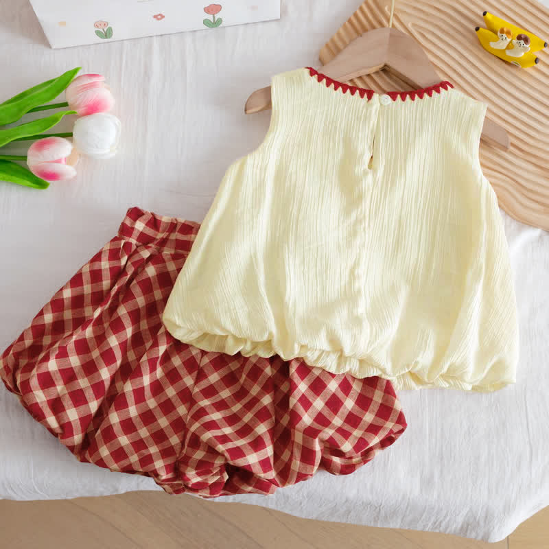 Toddler Girl Mushroom Embroidered Sleeveless Top and Shorts 2-piece Set - image 2
