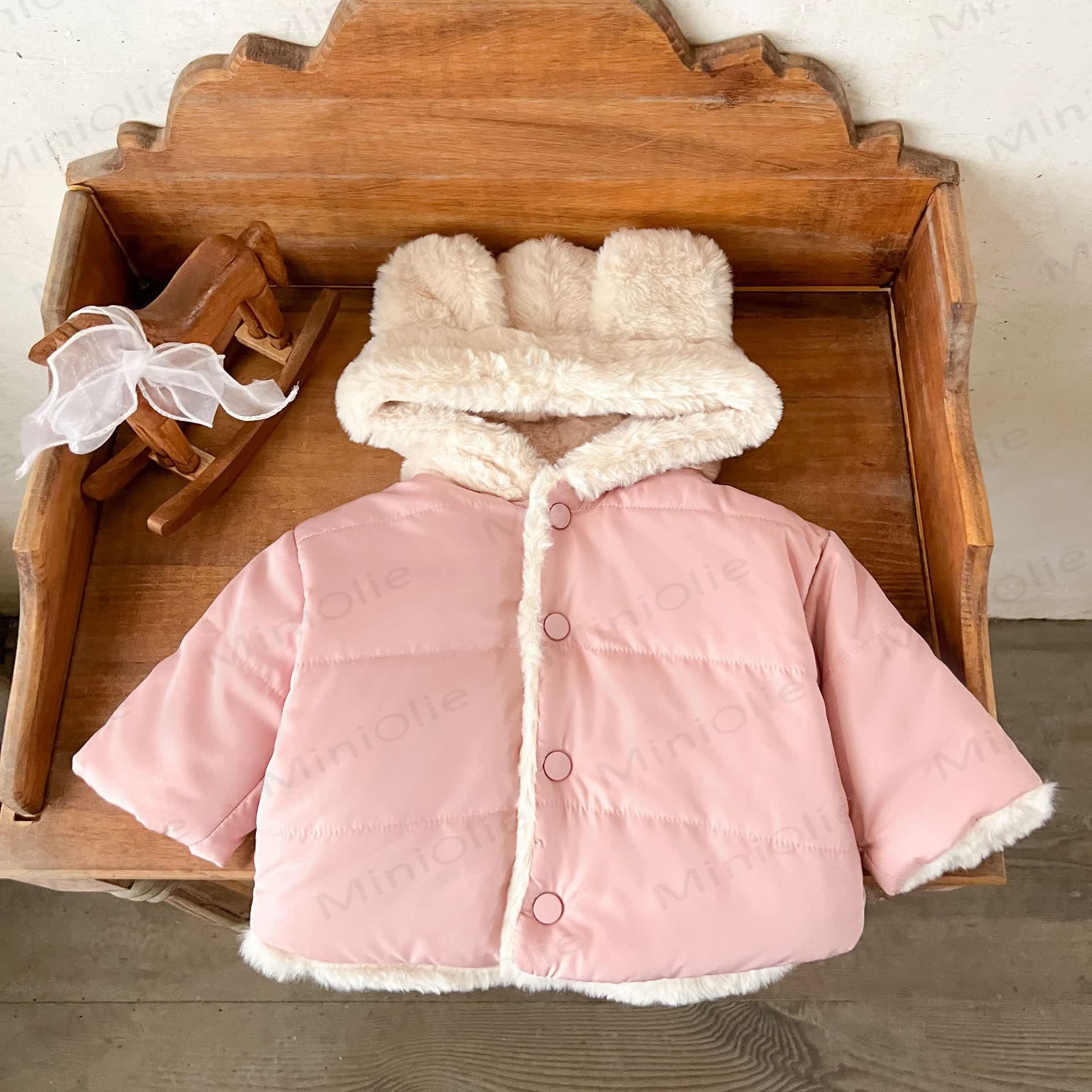 Baby Fleece Lined Solid Color Hooded Jacket - Pink - 2-3T - image 13
