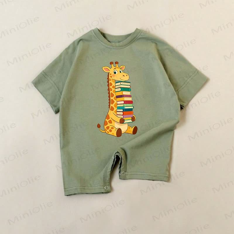 Baby Green Giraffe and Books Romper - Green - 18-24M - image 1