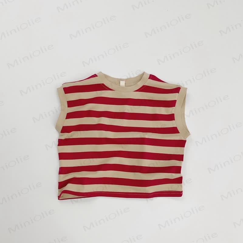 Toddler Striped Cotton Vest - Red - 8Y - image 4