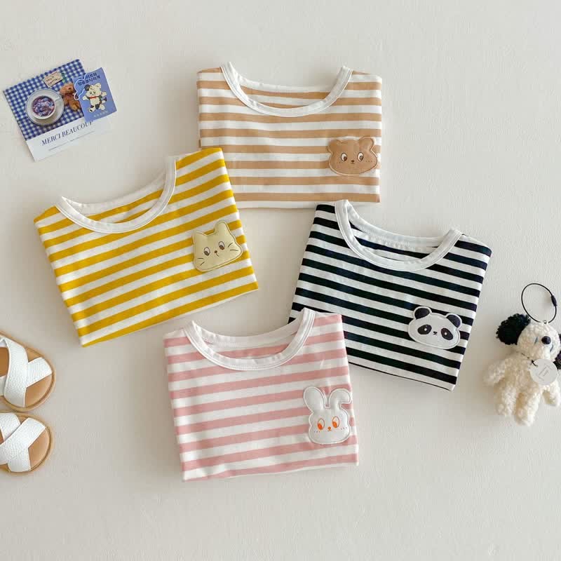 Baby Toddler Girl Animal Patch Stripe T-Shirt - image 8
