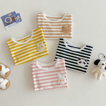 Baby Toddler Girl Animal Patch Stripe T-Shirt - image 8