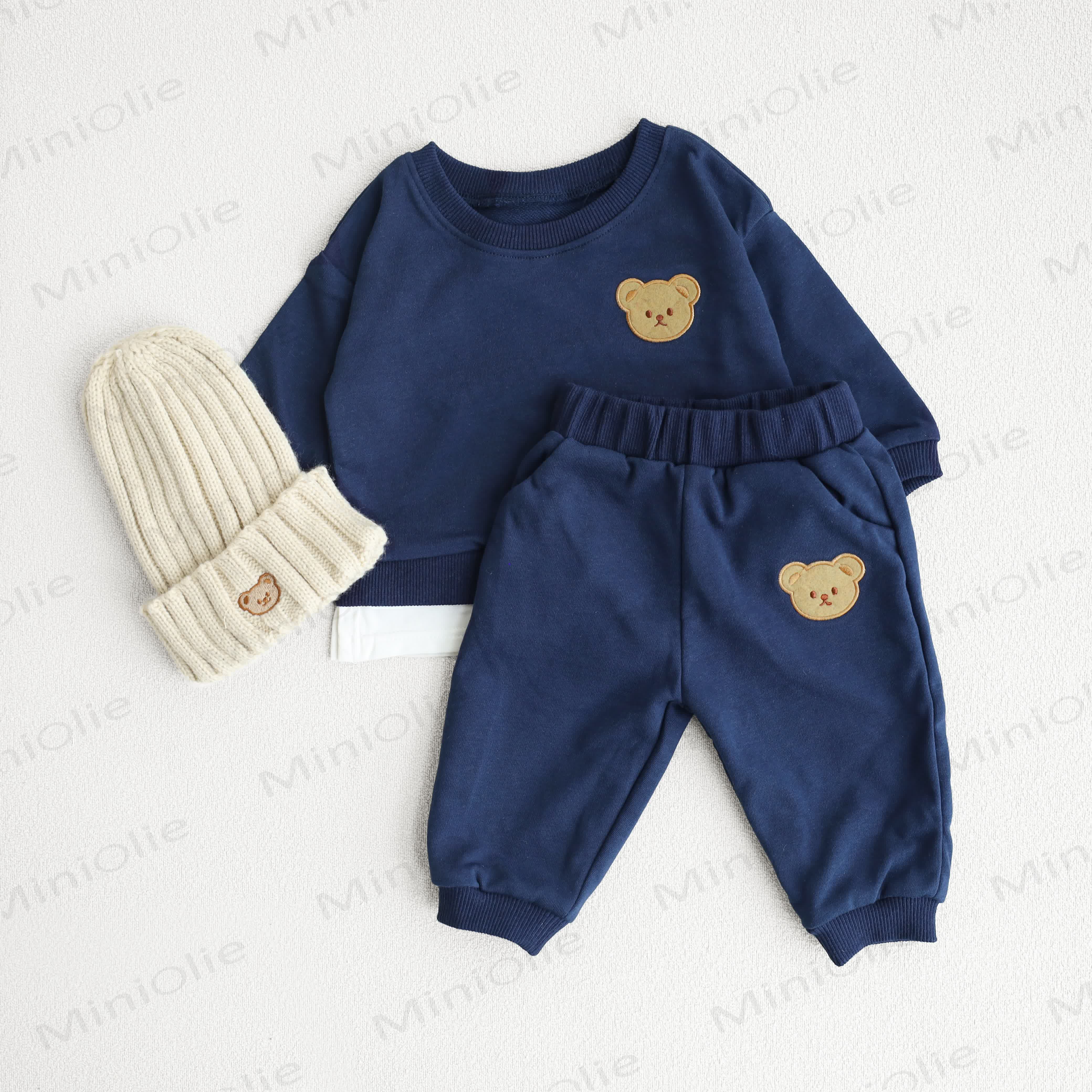 Baby Toddler Cute Bear Sweatshirt & Pants Set - Dark Blue - 5-7T - image 4