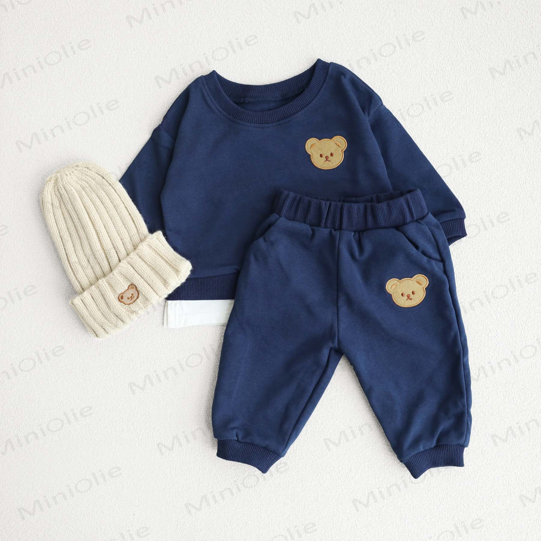 Baby Toddler Cute Bear Sweatshirt & Pants Set - Dark Blue - 5-7T - image 4